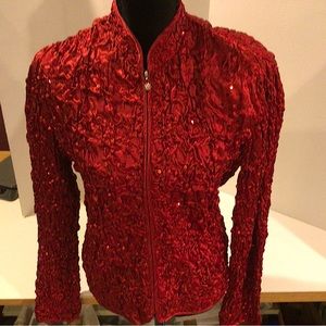 Cranberry Sequence Zipper Jacket. Size M